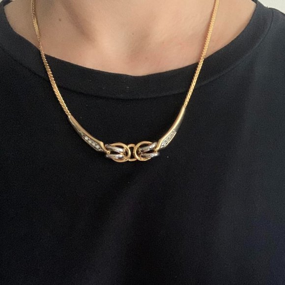 Jewelry - statement necklace Vintage Gold & Silver Plated & crystal .